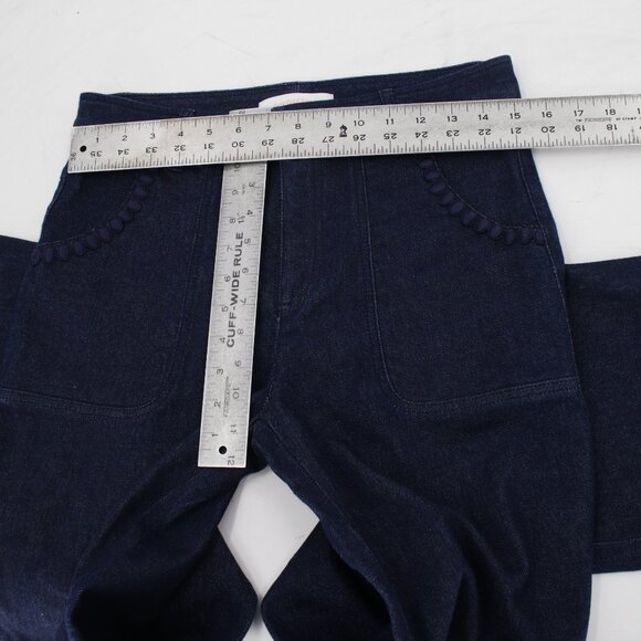 See by Chloe Jeans Women 29 L36 High Rise Boot Cut Embroidered Pockets Braided - Picture 6 of 12